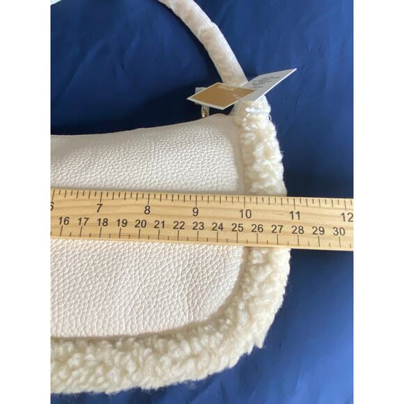 Michael Kors Carmela MD Leather Shearling Pouchette Crossbody Bag - Picture 8 of 11